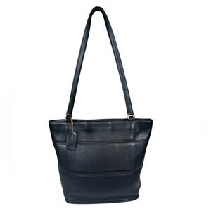 Vintage Coach 1997 Tribeca Black Leather Shopper Tote Bucket Bag minimalist